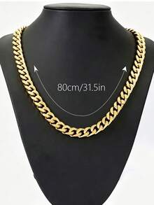 2pcs Hip Hop Punk Gold Necklace Exaggerated Large Chain Set, Vintage Punk Style, Suitable For Party, Halloween, COS - Yellow Gold - View 4