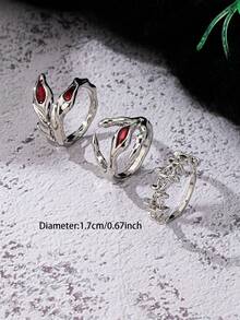 3 Pcs Punk Vampire Gothic Style Stacked Vine Rings Set - Halloween Ring Jewelry Suitable For Costume Party - Multicolor - View 3