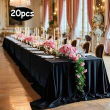 1 pieza, mantel rectangular de gran tamaño de color blanco sólido de satén de poliéster para bodas, fiestas y banquetes - Lavable a máquina y a mano, reutilizable, suministros de decoración para fiestas, adecuado para mesas largas, fiestas de varias personas, decoraciones para fiestas - Multicolor - Ver 40