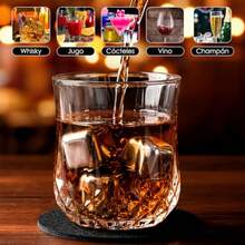 Regalos para Hombre, Juego Vasos para Whisky de Regalo con 2 Vasos de Cristal, 8 Piedras de Acero Inoxidable, Pinzas, 2 Posavaso y Bolsa Portátil, Regalo para Marido, Día del Padre, Cumpleaño - Redondo - Ver 7