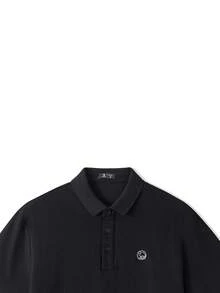 CAMEL CROWN Áo polo nam Sorona làm mát và kháng khuẩn, thoáng khí, cổ bẻ, phong cách công sở thường ngày, tay ngắn cho mùa xuân và mùa hè - Bóng đen ma quái - Xem 4