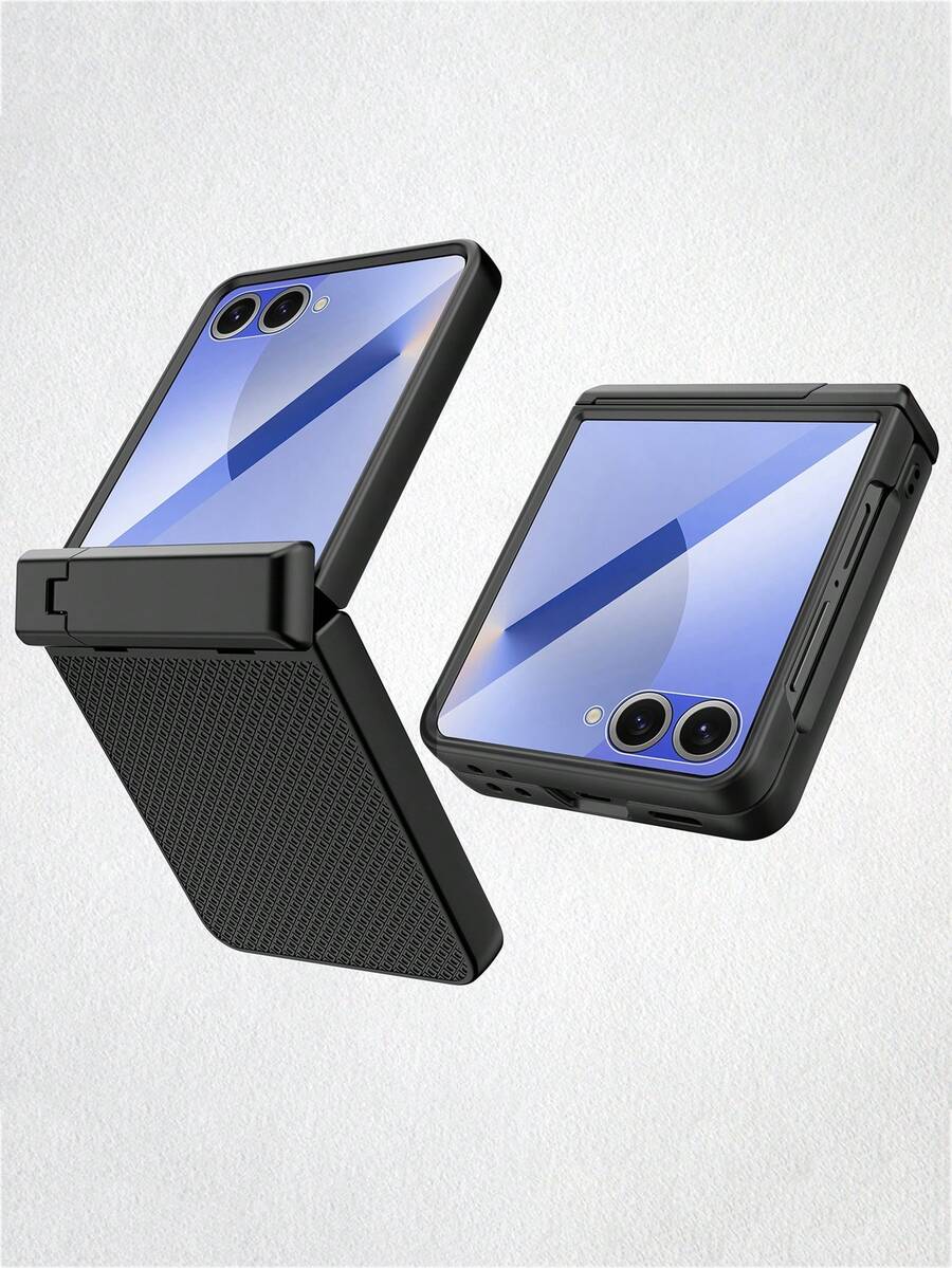 VIETAO 格子紋理遮陽隱藏支架強化玻璃螢幕保護貼 Galaxy Z Flip 7 6 Flip6 手機殼 - 黑色 - 查看 1