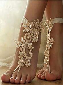 European And American Bridal Beach Lace Anklet Exotic Style Foot Jewelry Wedding Supplies - Gold - View 3