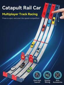 3-12 Years Old Children's Elastic Track Racing Car Alloy Car Model Multi-Player Competition Track DIY Assembly Interlocking Parent-Child Interactive Racing Car Toy (Random Car Color) - Multicolor - View 4