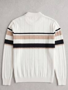 Men's Knitted Ribbed Ribbed Sweater, Autumn/Winter Essential - White - View 7