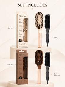 Spray Hair Brush Set With Detail Styling Tools, Curved Paddle Hair Comb With Press Spray Button, Flexible Bristles And Rounded Tip Design, Suitable For Curly, Wavy, Thick, Wet Or Dry Hair, For Women's Daily Styling And Travel Use - Multicolor - View 4