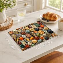 1pc Colorful Gemstone Pebble Print Diatom Mud Kitchen Drain Mat, Absorbent Quick-Dry Non-Slip Coffee Machine Mat, Suitable For Kitchen Countertop, Dish Rack, Dining Table And Coffee Bar Decor - Multicolor - View 9