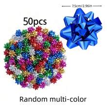 30/50/100/200pcs Valentine's Day Gift Bows 2"/3", New Year Ribbon Bows Gift Packaging Self-Adhesive Small Gift Bows Combination Star Metal Bows Holiday Gift Box (Random Color) - Bow Star Flower - View 14
