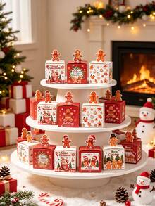 24 Christmas Gift Boxes, Gingerbread Man Christmas Tree Design Mini Christmas Candy Boxes, Christmas Holiday Party Gift Boxes, Merry Christmas Gifts, Christmas Gift Packaging Boxes, Gift Packaging Bags, Christmas Decorations, Christmas Atmosphere, Home Decor, Table Decor, Christmas Ornaments, Christmas Party Supplies, Christmas Eve Holiday Party Supplies, Christmas Decor - Multicolor - View 3
