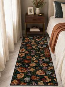 1 pièce Tapis long à motif floral, tapis moelleux de grande taille, convient pour le salon, la chambre, le couloir et autres endroits, motif imprimé, doux et confortable, respectueux de la peau et absorbant, facile à nettoyer, convient également pour la décoration de la cuisine, matériau en faux cachemire, résistant aux taches, convient pour l'entrée intérieure/extérieure, la chambre et autres décorations de la maison, plusieurs couleurs disponibles, convient également pour la buanderie de la maison, lavable en machine - Multicolore - Voir 10