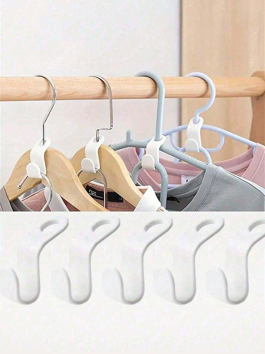 50 piezas de mini perchas, adecuadas para ganchos de conexión de armario, percha de plástico apilable, ganchos de conexión de plástico reforzado, adecuadas para varios tipos de perchas, utilizadas para organización de armario, conexión de perchas, apilables, acabado liso - Multicolor - Ver 1