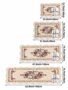 DAJIANG 1pc Red Rose Wavy Scalloped Edge Long Runner Rug, Suitable For Bathroom, Kitchen, Outdoor, Hallway, Bedroom, Living Room, Machine Washable Easy To Clean Non-Slip Entry Mat, Bedroom Decor Carpet Accessory - Multicolor - View 3