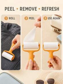 1 Set Convenient Mini Lint Roller Kit - 1 Handle + 3 Refill Rolls, Strong Adhesive For Pet Hair Removal, Easy To Use, Reusable Handle, No Electricity Needed For Pet/Clothes/Carpet/Car Seats, Essential For Pet Owners - Multicolor - View 3