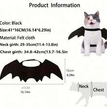 1pc Black Pet Bat Wings Costume - Halloween Vampire Cat/Dog Wings With Buckle Design, Lightweight Polyester Material, Suitable For Small Dogs And Cats - Halloween Party Outfit And Photo Prop, Easy To Wear And Durable Pet Clothing, Holiday Animal Costume - Multicolor - View 7