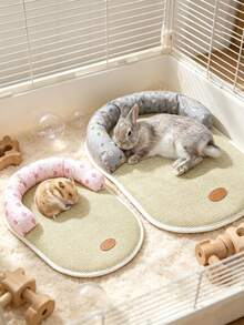 Small Pet Cooling Mat, Breathable Bamboo Fiber Mat, Neck Hollow Sleep Pad, Hamster Sleeping Bed Nest Mat, Pet Bed Mat - Multicolor - View 5