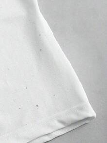 Unity Top Halterneck feminino, verão, gola quadrada, cor sólida, ajuste fino, plissado. - Branco - Visão 5
