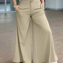 Women's Premium Loose Casual Floor-Length Wide Leg Pants For Autumn Commute - Khaki - View 5