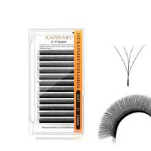12 Rows 4D-W Triple Tips Eyelash Extensions, 0.07mm D Curl Hand Woven Mesh Net Cross Lashes, Premium Soft Light Professional Makeup Lash Supplies - Black - View 12