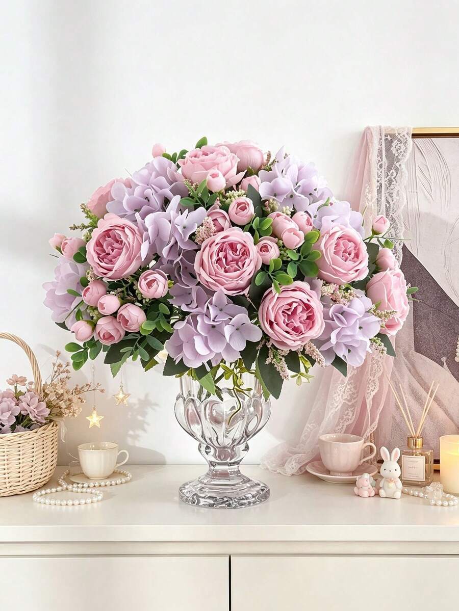 1/3 pièces Fleurs de pivoine artificielles et boules brodées, convient pour mariage, fête de vacances, décoration de la maison, restaurant, chambre à coucher, décoration de vase, décoration d'automne, cadeau de la Saint-Valentin, DIY du Nouvel An, cadeau de remise des diplômes, rentrée scolaire, Halloween et plus - Prune - Voir 1