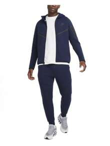 Nike Unisex Tech-Inspired Zip Hoodie Jogger Slim Fit Tapered Tracksuit With Cozy Lining Effortless Streetwear Outerwear For Men Women Sweatpants - Navy Blue Hoodie - 查看 3