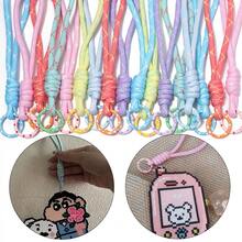 5pcs/Pack Polyester Colorful Contrast Polka Dot Keychains 14.7cm, Dopamine Colorful Creative Phone Lanyards, Water Bottle Bag Charms, Handmade DIY Perler Bead Accessories, Braided Rope - Polka Dot Keychain - View 3
