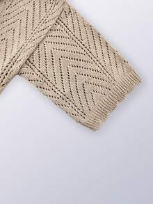 Plus Size Women's Casual Elegant V-Neck Bell Sleeve Short Sleeve Cardigan Beach Party Going Out Summer Office - Khaki - View 8