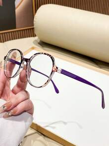 1PC/2PCS Women's New Round Frame Clear Lens Glasses, Gentle Style, Face-Flattering, Fashionable Versatile, Suitable For Daily Wear, Home, Selfie, Commute, Online, Office, Computer, Phone, Reading, Gaming - Clear - View 6