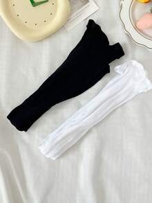 2件組女童幼兒網襪褲襪，黑色白色純色，全腳網襪褲，卡通圓點雪花圖案，提花薄款高彈力全腳緊身襪，舞蹈褲，適合日常上學穿搭，可愛風格，春夏四季通用，適合學生日常聚會穿著，可搭配裙子、短褲、小皮鞋，開學季新學期校園教室穿搭 - 彩色 - 查看 9