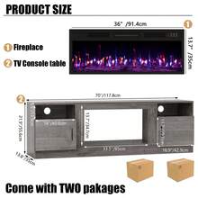 Modern Fireplace TV Stand With 36" Electric Fireplace, And Storage Cabinet With LED Light For TVs Up To 80" - High Gloss Wood Design For Living Room - 查看 2