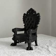 Luxury Throne Model - Gothic Style - Dark Brown/Black With Gold Accents - Sturdy Base - Suitable For Desktop, Game Room, Office, And Home Theater Decoration - Medieval Style King/Queen Chair - Collectible Figure Display - A Highlight For Home Decor - Black - View 7