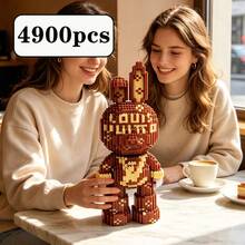 4900pcs DIY Micro Building Blocks Rabbit Kit, Large‑Size 3D Bricks Figure, Stress‑Relief Assembly Toy, Colorful Rabbit Model, Desktop & Home Room Decor, Ideal Birthday Holiday Back‑To‑School Gift For Teens & Adults - Multicolor - View 11