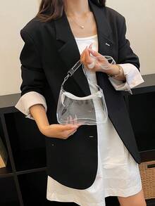 Transparent PVC Underarm Bag For Women Summer Jelly Bag Fresh Shoulder Bag Versatile Ins Style Minimalist Transparent Crossbody Small Bag (Zipper Color Random) - White - View 4