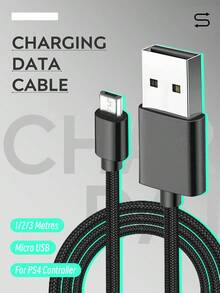 DATA FROG 相容 控制器充電線 Micro USB 數據線 無線控制器充電線 1/2/3 米線 - 黑色2M - 查看 5