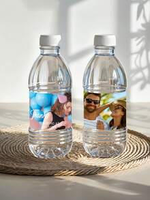 Customizable Photo Mineral Water Bottle Labels, Personalized Photo + Text Waterproof Wrap-Around Self-Adhesive Stickers, Multi-Size Custom Image Bottle Decals, Suitable For Wedding, Birthday Party, Bridal Shower Guest Favors Mineral Water Bottle Atmosphere Decoration - Multicolor - View 2