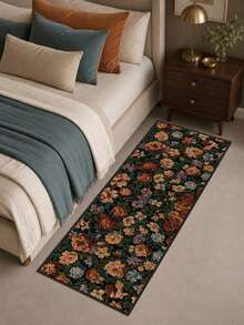 1 pièce Tapis long à motif floral, tapis moelleux de grande taille, convient pour le salon, la chambre, le couloir et autres endroits, motif imprimé, doux et confortable, respectueux de la peau et absorbant, facile à nettoyer, convient également pour la décoration de la cuisine, matériau en faux cachemire, résistant aux taches, convient pour l'entrée intérieure/extérieure, la chambre et autres décorations de la maison, plusieurs couleurs disponibles, convient également pour la buanderie de la maison, lavable en machine - Multicolore - Voir 6