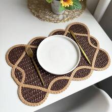 1/2/4/6 Pieces Of Retro Lace Edged Oval Paper Woven Placemats, Anti Slip Breathable Table Mats, Rural Style Home Dining Table Decoration Accessories, Suitable For Kitchen, Home And Party Decoration, With Multiple Colors To Choose From - Multicolor - View 10