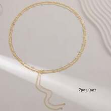 Cinturón de cadena de cintura de doble capa de oro para mujeres, cadena de Body de vientre ajustable de hueso de serpiente & cuentas, decoración de bikini de playa de verano, joyería de cintura - Oro amarillo 6 - Ver 5