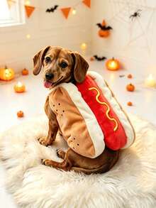 1pc Funny Cute Hot Dog Costumes For Dogs Holiday Party Pet Cosplay Apparel Fancy Dress Up Dog Cat Clothes Suitable For Gatherings Halloween - Multicolor - View 9