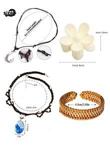 1/2pcs Boho Pendant Long Choker, Bohemian Leopard Multi-Layer Crystal Beads Cuff Bracelet Stack Summer Inspired Clothes Concho Country Concert Outfits - Multicolor - View 9