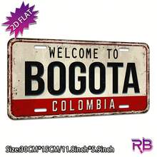 2D平面 1件裝 Welcome To Bogota Colombia 金屬裝飾牌，金屬材質，適用居家、咖啡廳、餐廳，室內/室外通用，車庫房間裝飾，金屬牆面藝術裝飾，僅供裝飾使用（隨機款式） - A - 查看 1