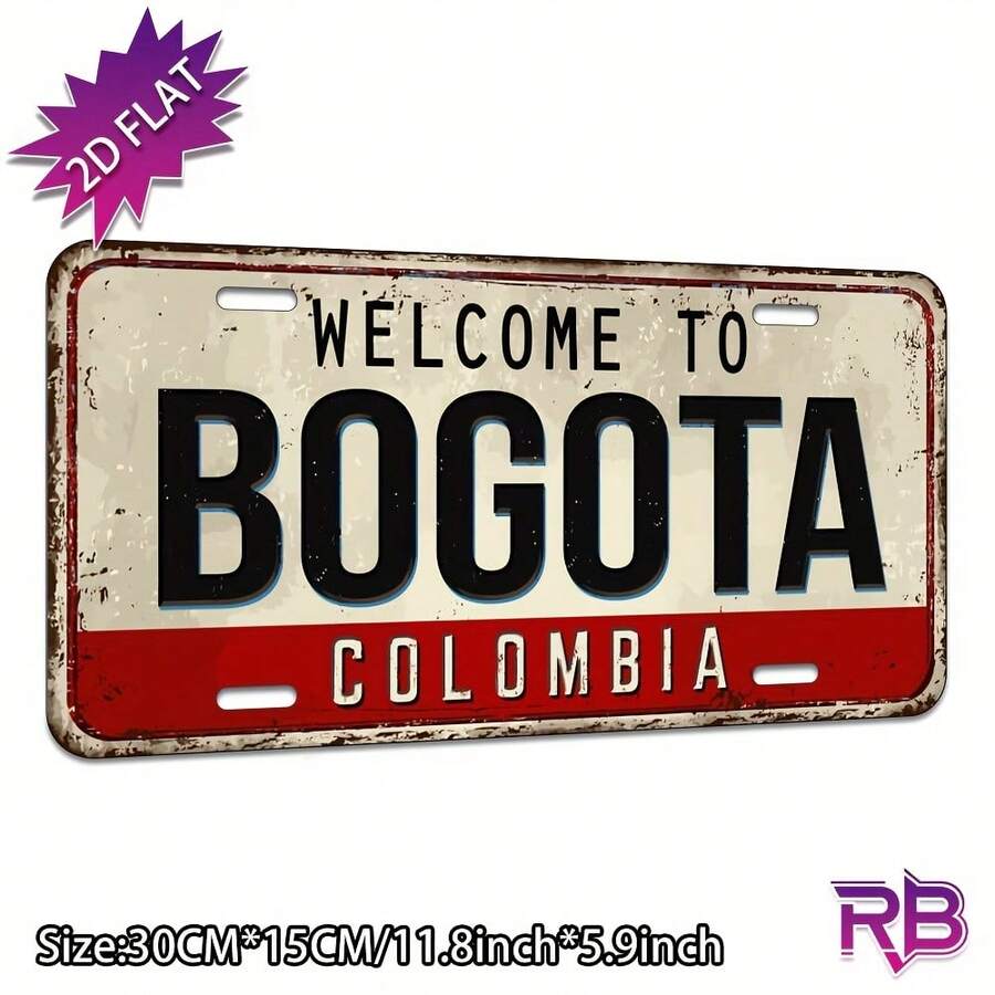 2D平面 1件裝 Welcome To Bogota Colombia 金屬裝飾牌,金屬材質,適用居家、咖啡廳、餐廳,室內/室外通用,車庫房間裝飾,金屬牆面藝術裝飾,僅供裝飾使用(隨機款式) - A - 查看 1