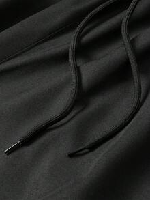 Men's Solid Color Multi-Pocket Cargo Pants, Elastic Drawstring Waist Straight Leg Minimalist Long Trousers, Suitable For Daily Commute And Sports - Black - View 6