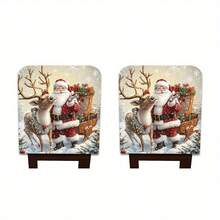 2pcs Snowman Theme Christmas Chair Covers, Suitable For Dining Area, Holiday Berry Chair Back Covers, Winter Snowflake Removable Chair Covers, Fit For Kitchen Chairs, Seat Protector, Perfect Choice For Holiday Parties And Christmas Decor - Multicolor - View 6