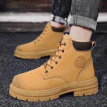 Men High-Top Leather Riding Boots - Khaki - View 7
