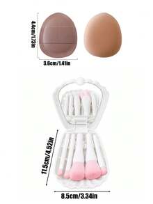 8pcs/1pc Mini Shell Portable Makeup Brush Set With Mirror, Shell Makeup Brush Set Non-Absorbent Concealer Highlighter Blending Brush, Mini Portable Storage Box, Soft Fluffy Makeup Brushes Smooth Application Convenient For Touch-Ups, Portable Makeup Kit Compact And Convenient Suitable For Business Trips, Travel, Office Or Outings. - Multicolor - View 2