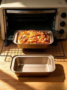 Loyang Roti Persegi Panjang Anti Lengket dari Baja Karbon, Aman untuk Mesin Pencuci Piring dan Oven, Cetakan Kue, dan Baki Daging Cincang - MultiWarna - View 2
