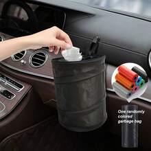 3pcs/5pcs Car Hanging Foldable Trash Can, Waterproof Leak-Proof + Hidden Multi-Function Backseat Hanger, Car Garbage Bag Hanging Organizer, Oxford Cloth Collapsible Trash Bag, Car Accessories, Car Decor - Black - View 11