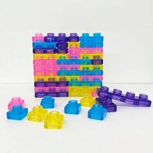 40Pcs Random Color Transparent Soft TPE Building Blocks, Flexible Bendable Large Interlocking Bricks, Kids Early Educational DIY Construction Stacking Toy - Multicolor - View 6