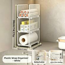 Multifunctional Kitchen Storage Rack, Stackable Tiered Deep Cabinet Organizer With Paper Towel Holder, Plastic Wrap & Dispenser, Spice & Seasoning Storage Box, Kitchen Essentials & Decor, Pantry Organization, Apartment Essentials - Multicolor - View 15