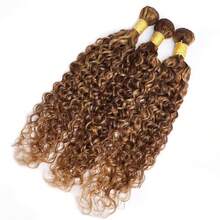 P4/27 Curly Wave Bundles Human Hair Highlight Dark Brown And Honey Blonde Piano Color Mix Brazilian Human Hair Extensions Weave - S4/27 - View 16